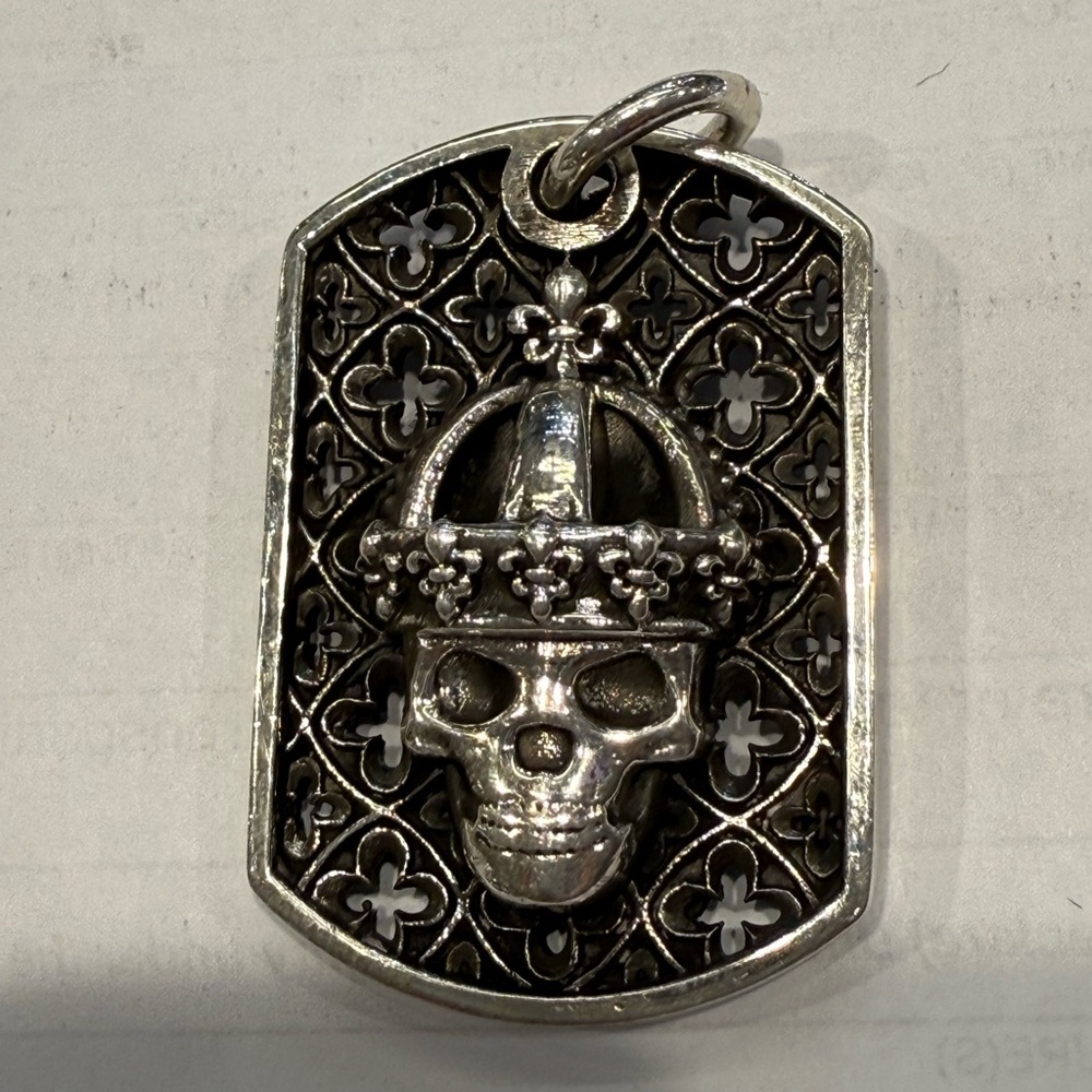 King Baby Studio Silver Crowned dog tag